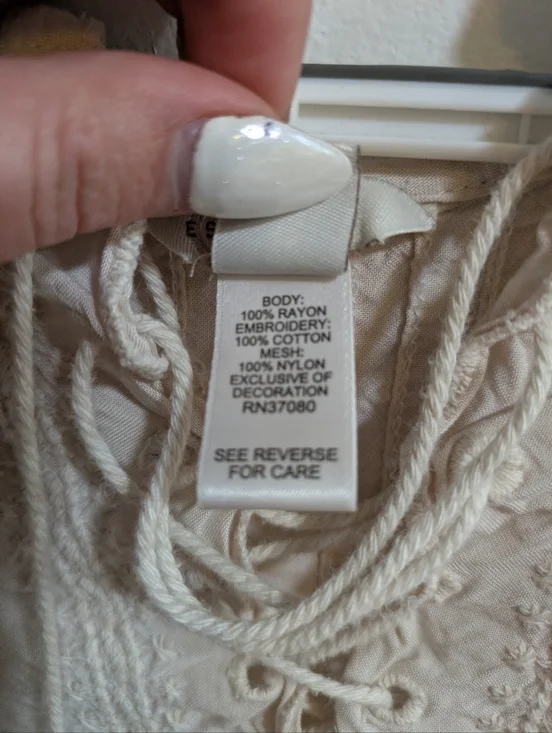 Cream Lace-Up Peasant Top - Picture 5 of 5